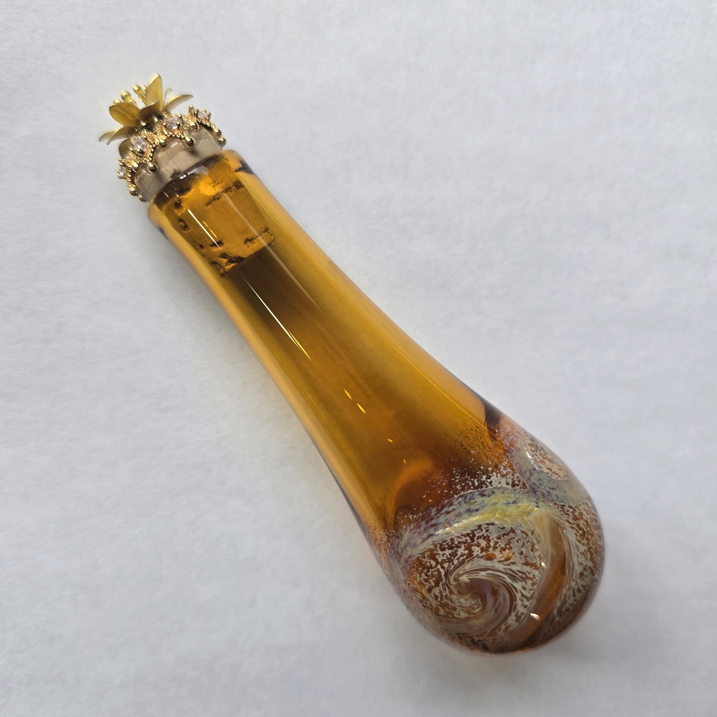 Handblown Glass Bodice Chiller with Flower Top- Potion Bottle - Renaissance Faire Accessories