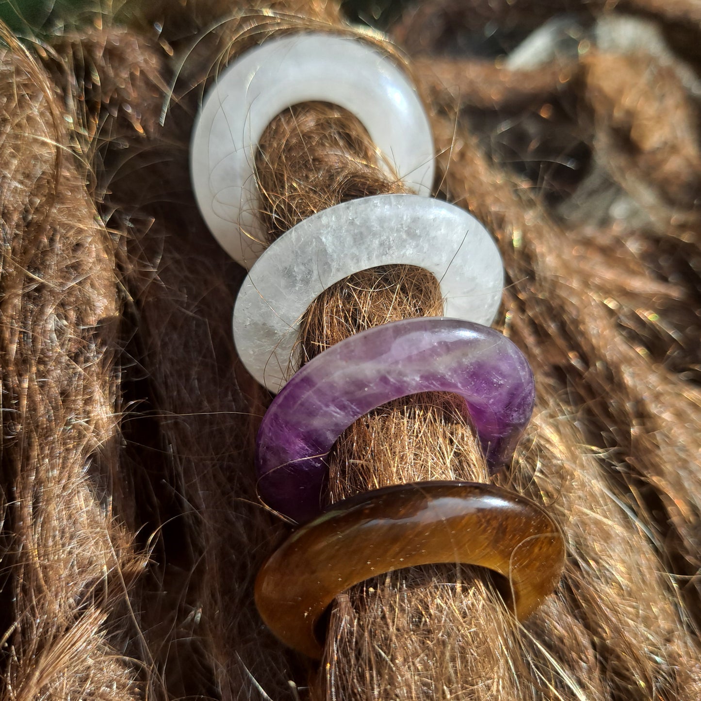 Quartz Crystal Dread Bead, 15mm bead hole, Dreadlock Beads, Dread Jewelry, Dread Accessories, Loc Jewelry, Stone Dread Beads