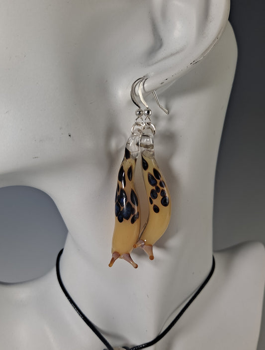 Adorable Handmade Glass Slug Earrings