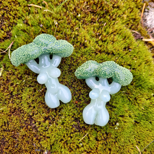 Broccoli Goddess Necklace, Goddess Glass Goddess Pendant