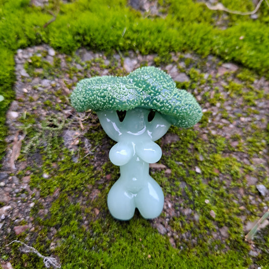 Broccoli Goddess Necklace, Goddess Glass Goddess Pendant