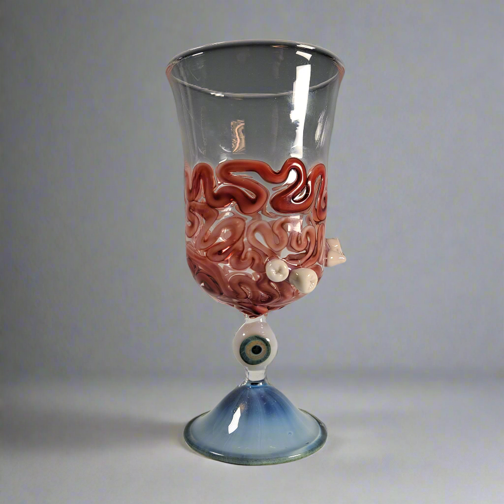 Handblown Glass Eyeball and Brains Goblet