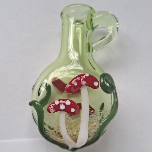 Handblown Glass Mushroom Potion Bottle Necklace - Renaissance Faire Accessories