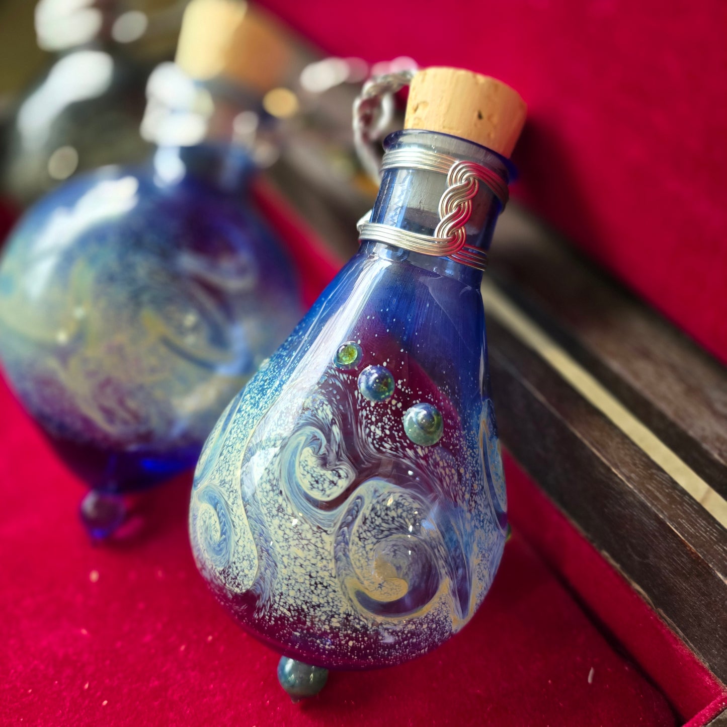 Potion Bottle Belt Accessories, Handblown Glass Potion Bottle w/ wire wrapped Handle
