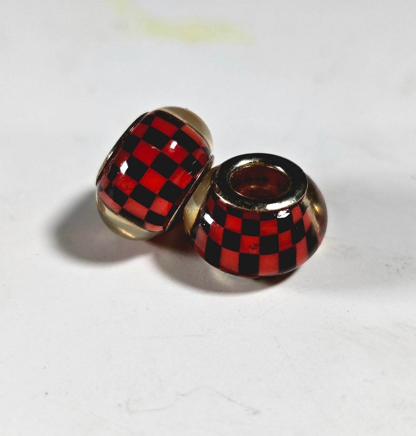 Checkered Dread Beads - 5mm Bead Hole - 2 pack - Your choice of color, Acrylic Dread Bead, Rainbow Dreadlock Bead, Dread Jewelry