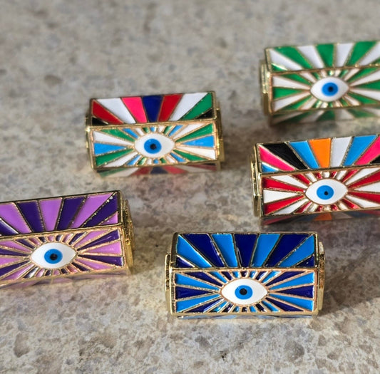 Evil Eye Dreadlock Bead // 7mm Beads Hole // Psychedelic Beads for Dreadlocks, Dread Beads, Hair Jewelry, metal dread bead