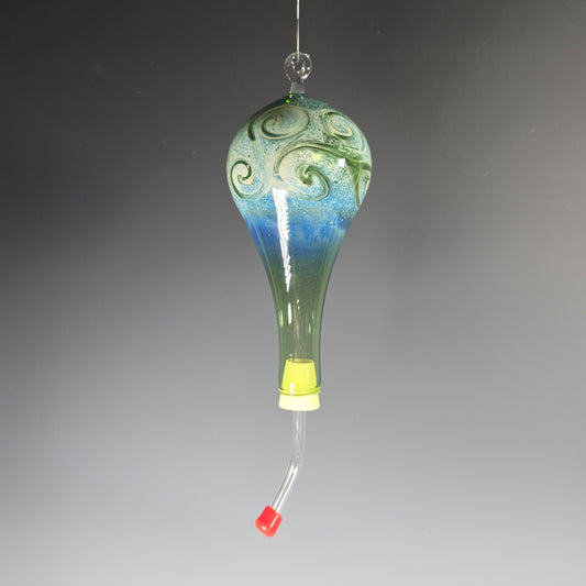 Artisan Hand Blown Glass Humming Bird Feeder