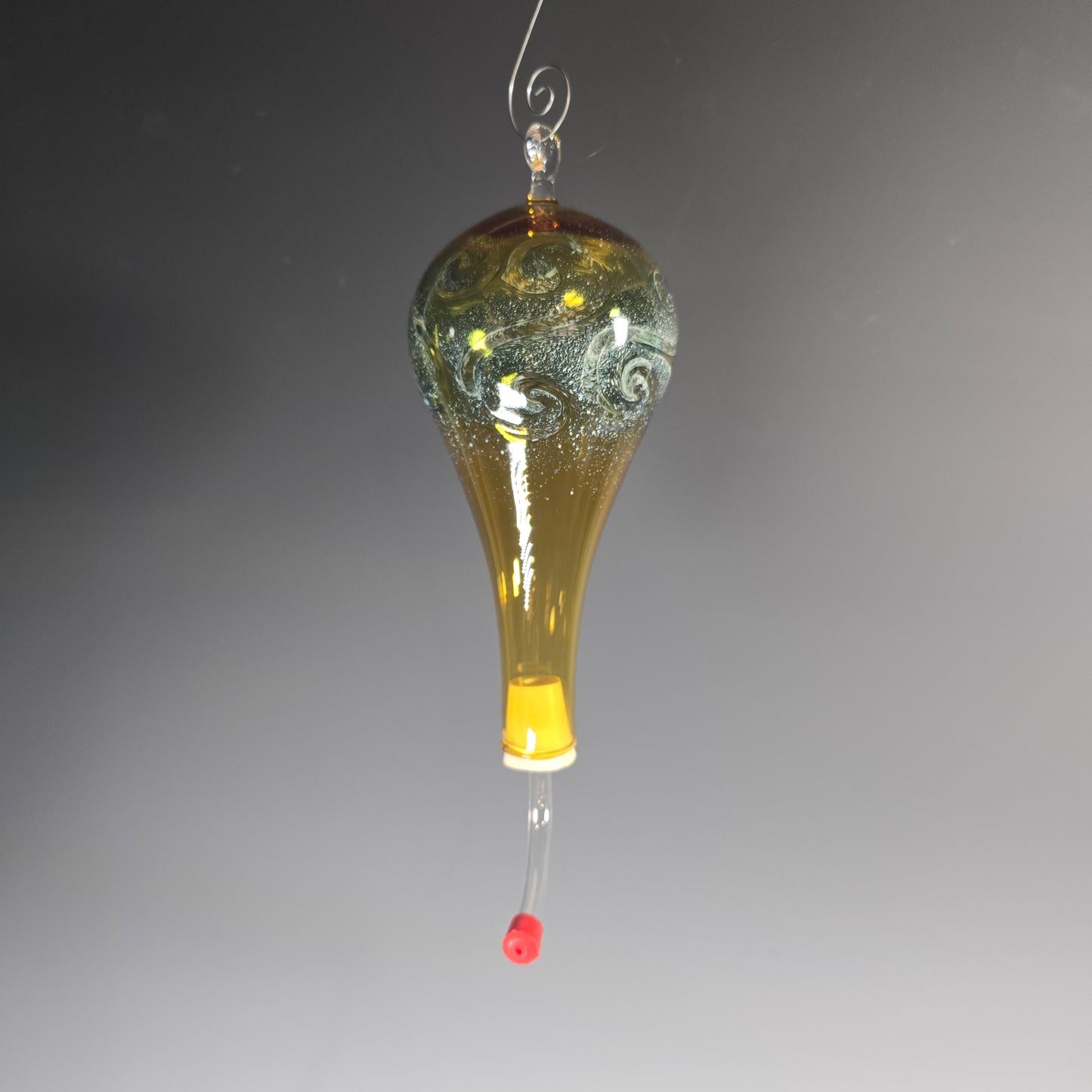 Artisan Hand Blown Glass Humming Bird Feeder