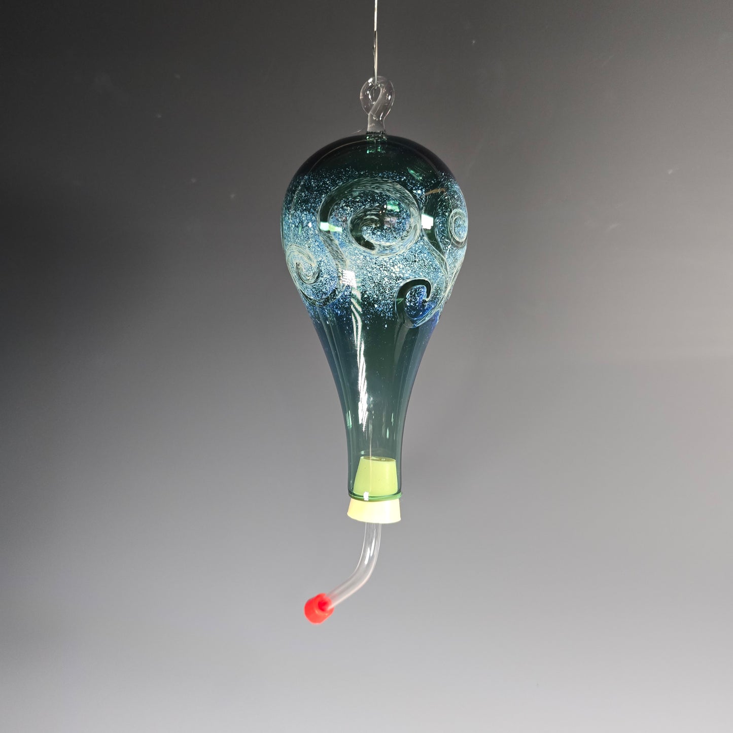 Artisan Hand Blown Glass Humming Bird Feeder