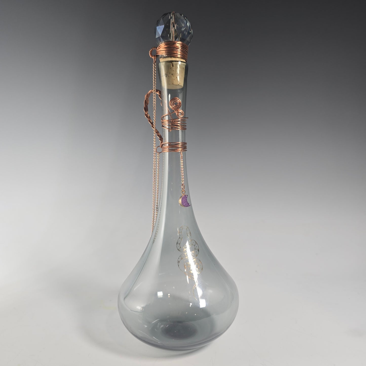Handblown Glass Moon Snake Potion Bottle