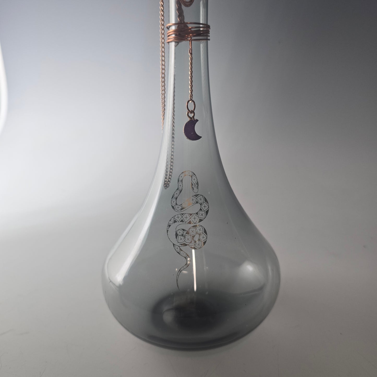 Handblown Glass Moon Snake Potion Bottle