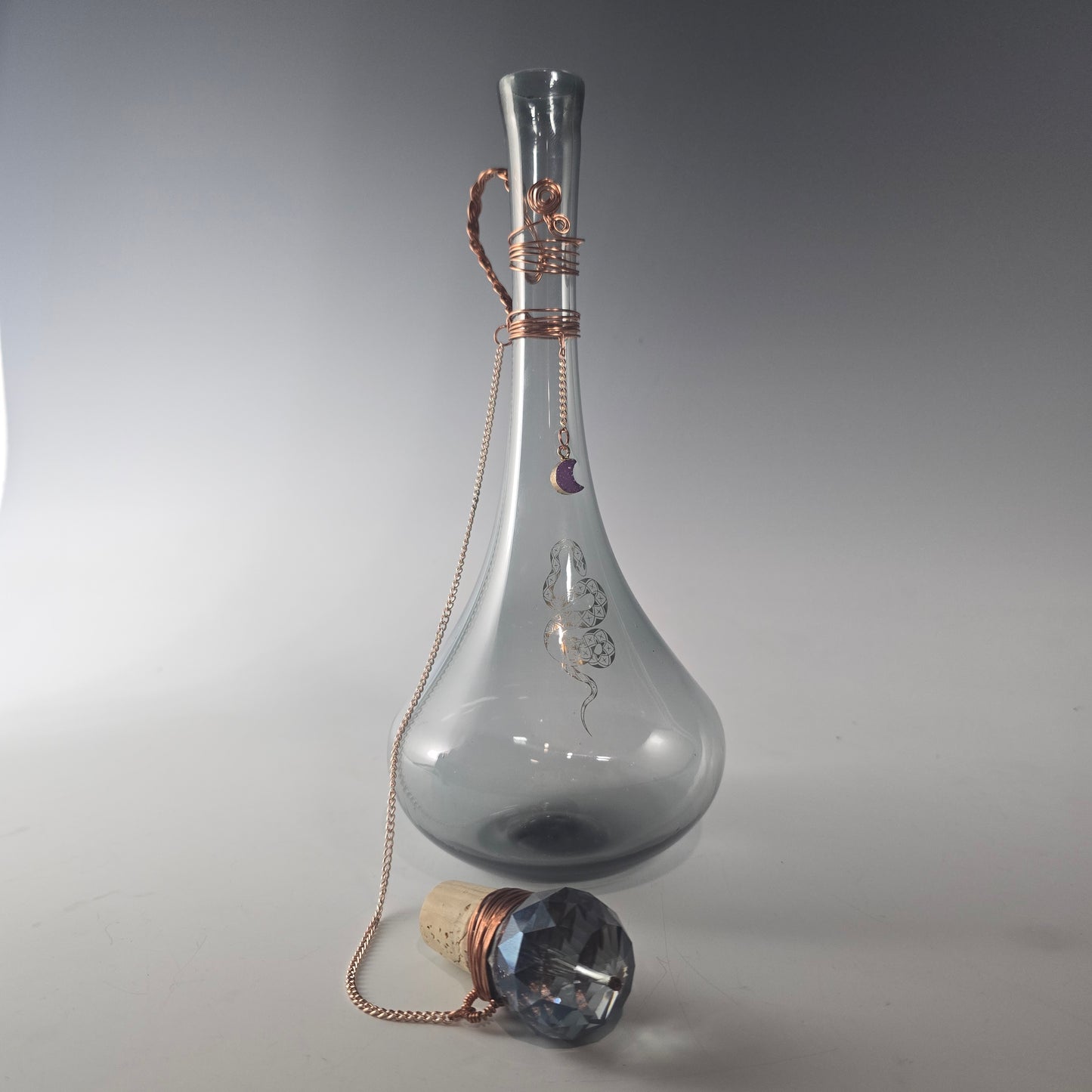 Handblown Glass Moon Snake Potion Bottle