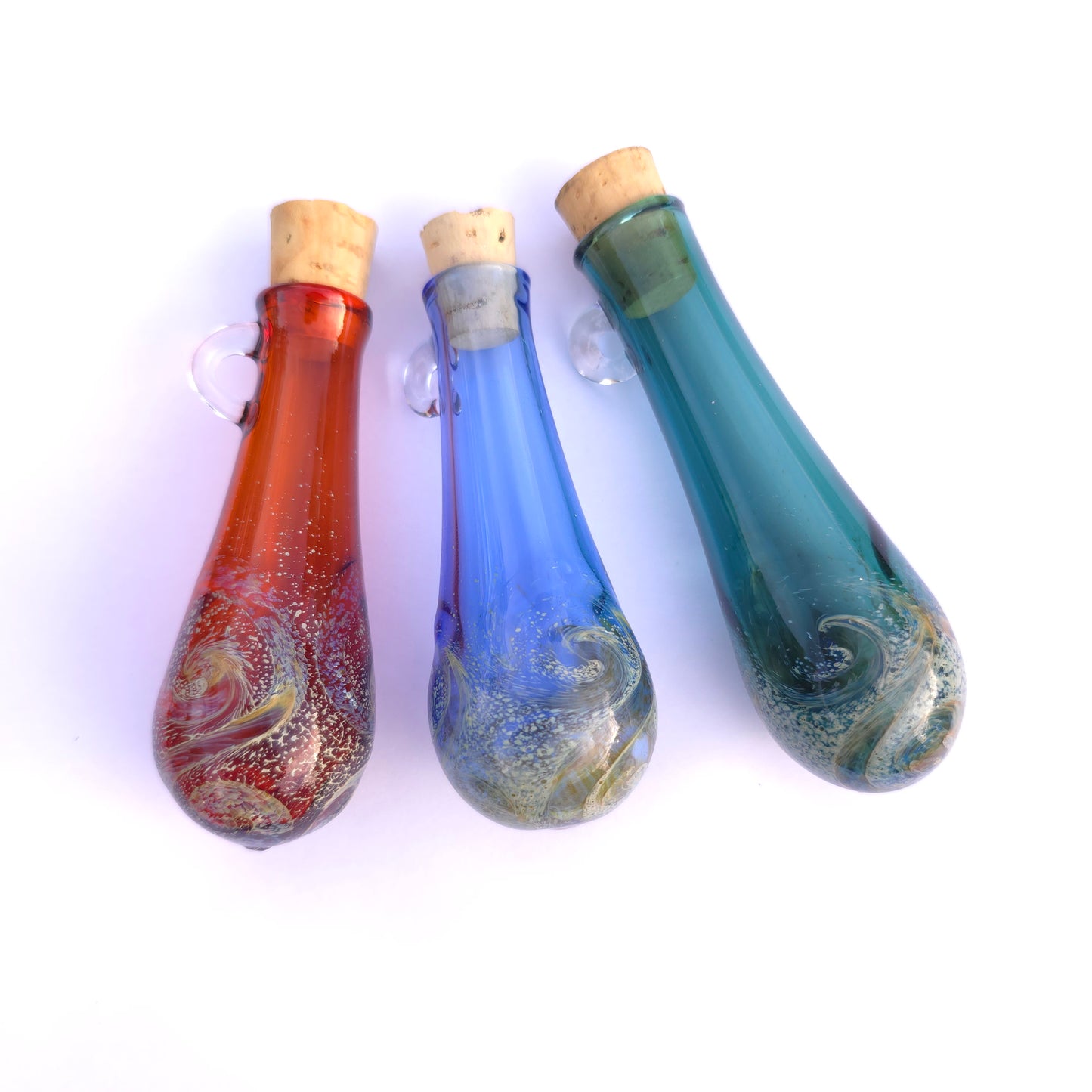 Handblown Glass Bodice Chiller with Handle for Necklace - Potion Bottle - Renaissance Faire Accessories