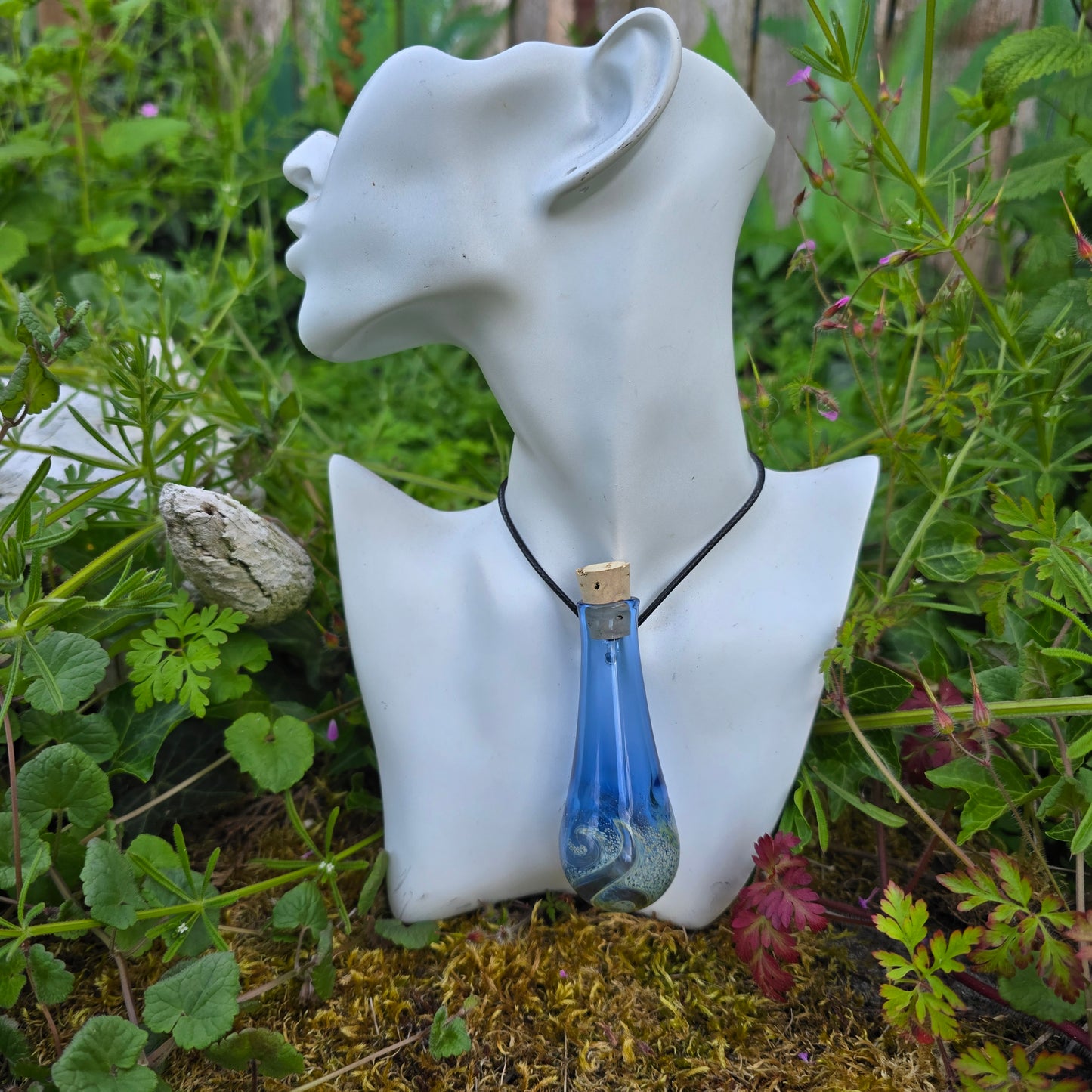 Handblown Glass Bodice Chiller with Handle for Necklace - Potion Bottle - Renaissance Faire Accessories