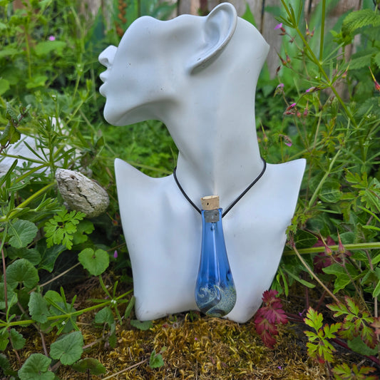 Handblown Glass Necklace Bodice Chiller - Potion Bottle - Renaissance Faire Accessories