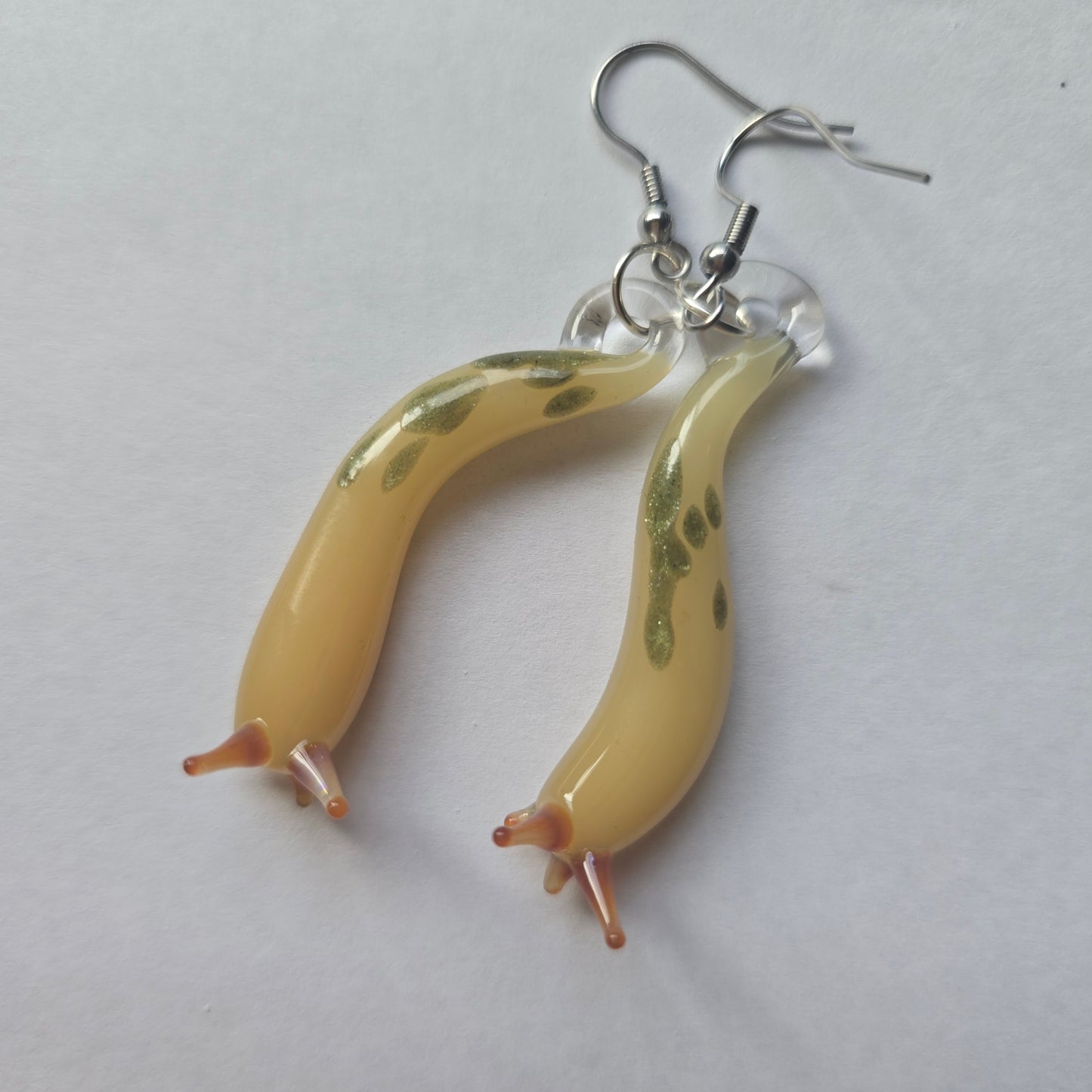 Adorable Handmade Glass Slug Earrings
