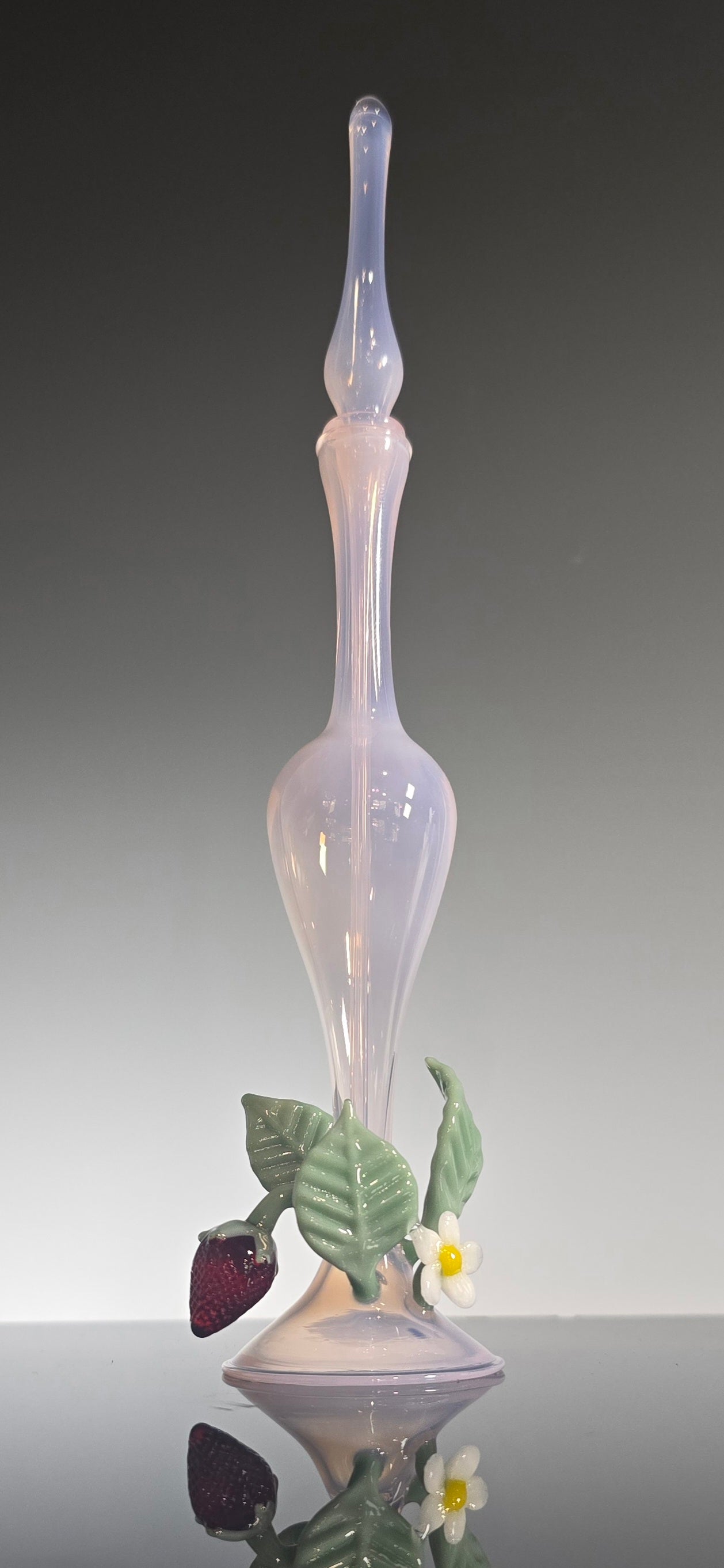 Strawberry Essential Oil Bottle - Pink Hand Blown Glass Perfume Bottle