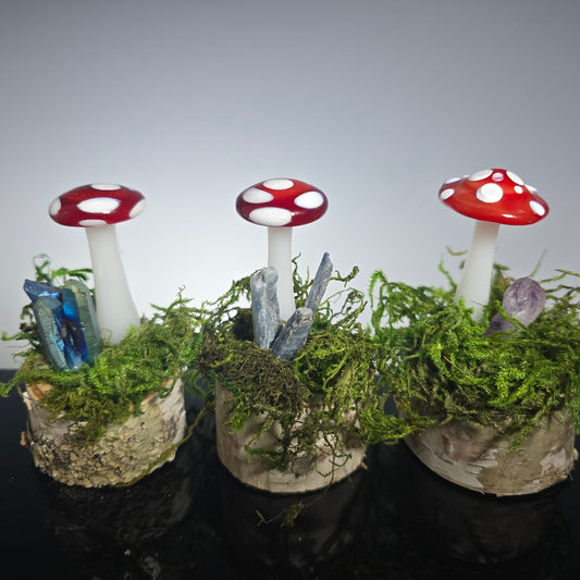 Glass Mushroom Sculptures, Amanita mushroom