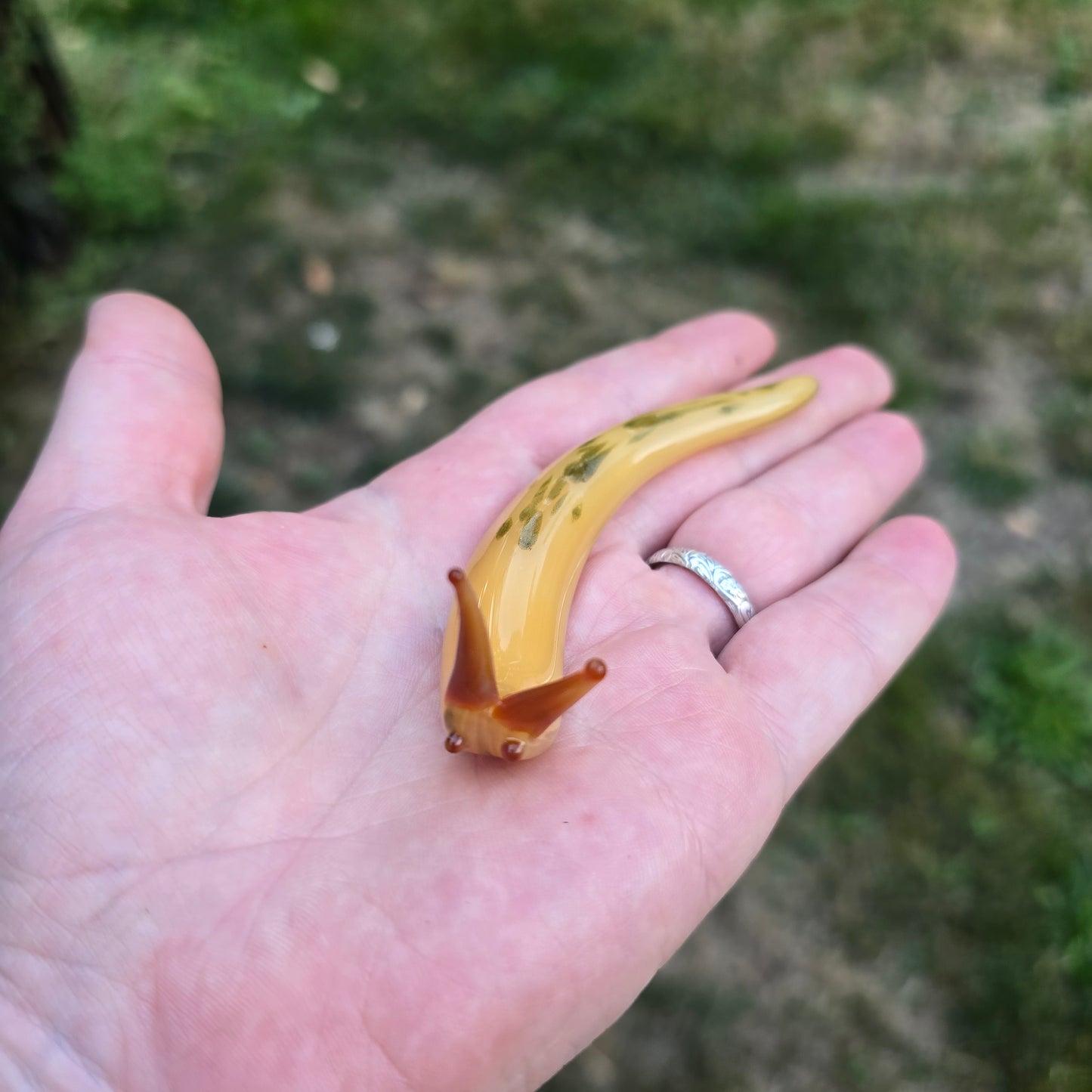 Handmade Glass Banana Slug Figurine