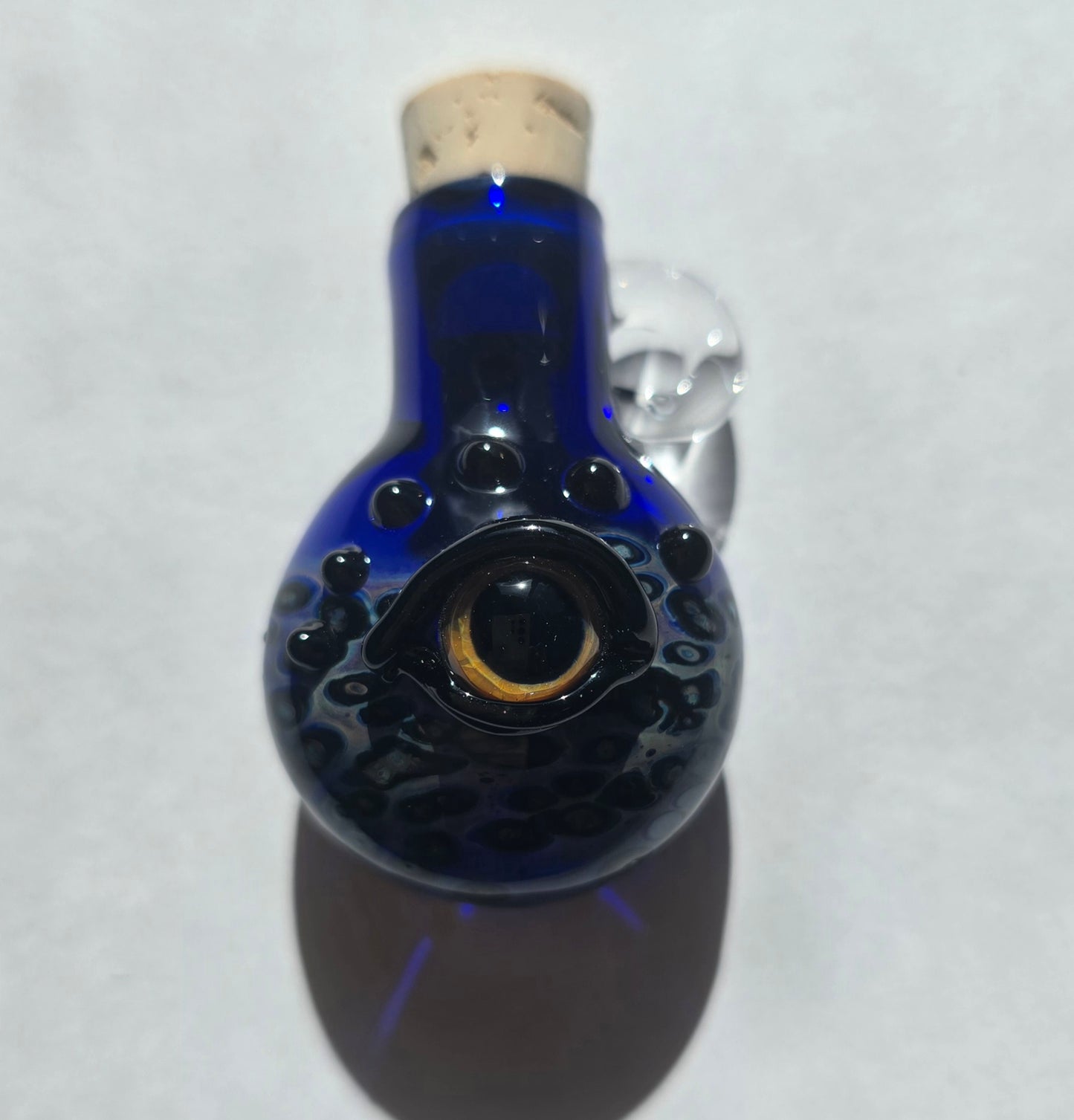 Eyeball Monster Potion Bottle Necklace, Cobalt and Black