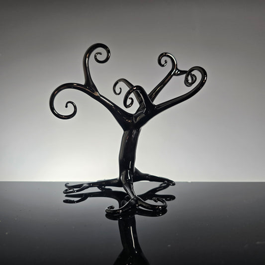 Black Spiral Halloween Tree, Hand Blown Glass Nightmare Tree, Gothic Fairy Garden Decor, Nightmare Christmas Display
