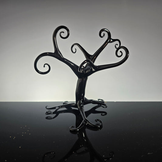 Black Spiral Halloween Tree, Hand Blown Glass Nightmare Tree, Gothic Fairy Garden Decor, Nightmare Christmas Display