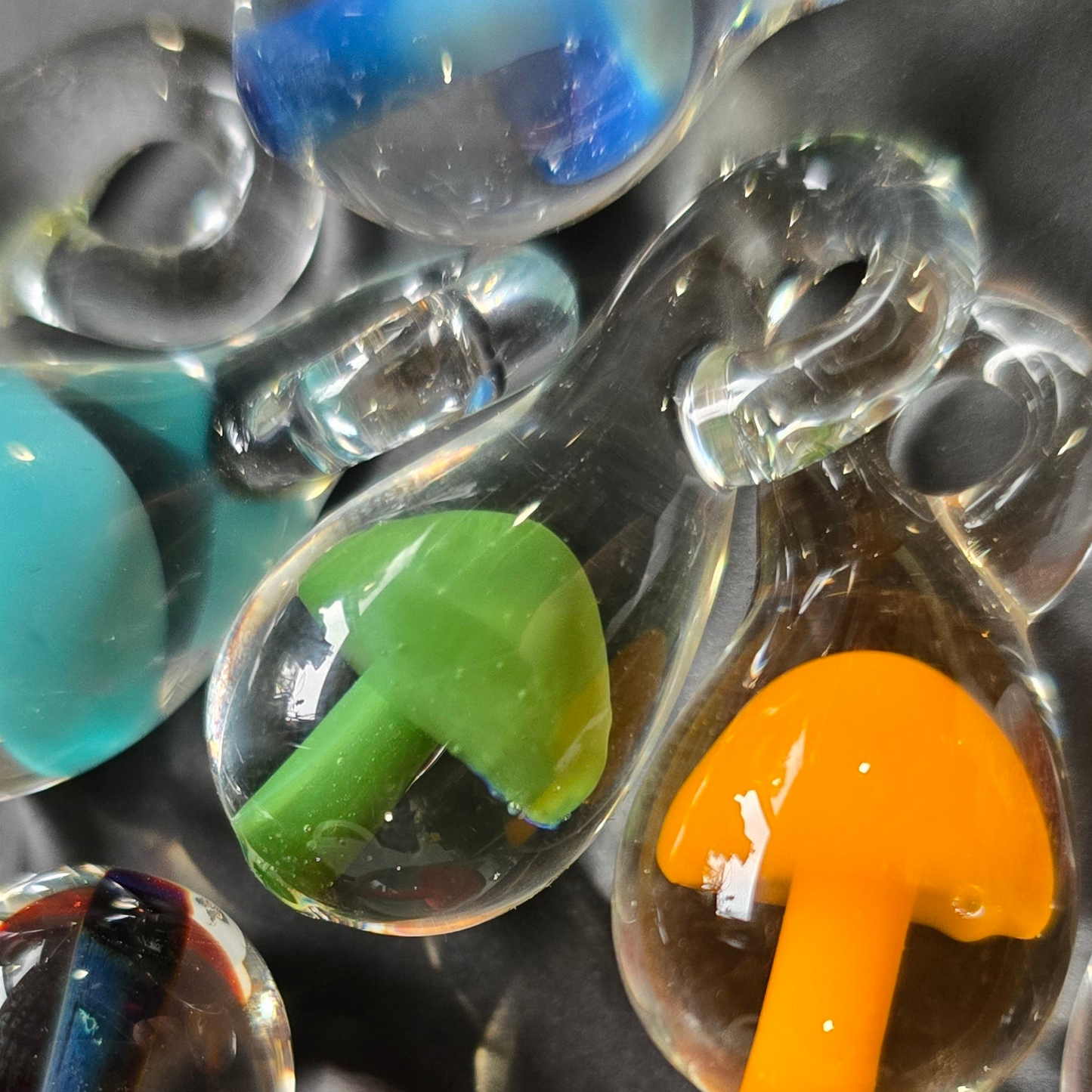 Custom Color Glass Mushroom Necklace, Magic Mushroom Jewelry, Vintage 90s Shroom Pendant