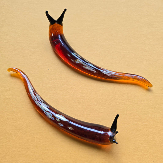 Brown Slug Figurine, Handmade Glass Slug Figurine