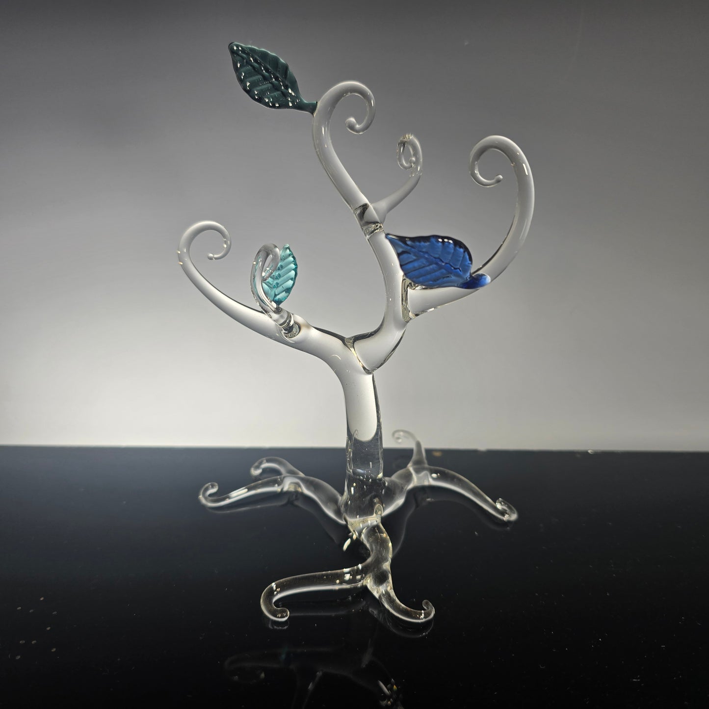 Hand Blown Glass Tree with Autumn Leaves – Unique Glass Art Sculpture