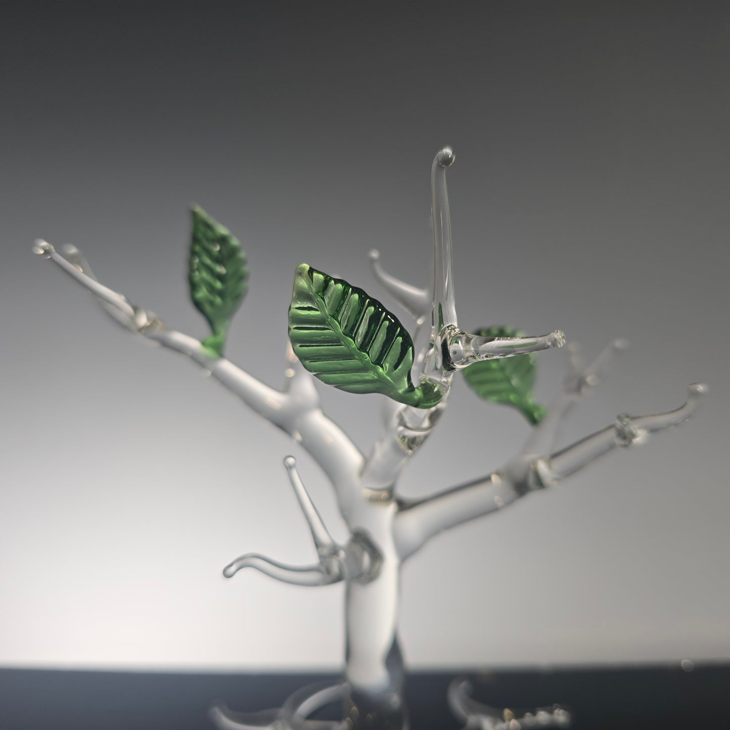 Hand Blown Glass Tree with Autumn Leaves – Unique Glass Art Sculpture