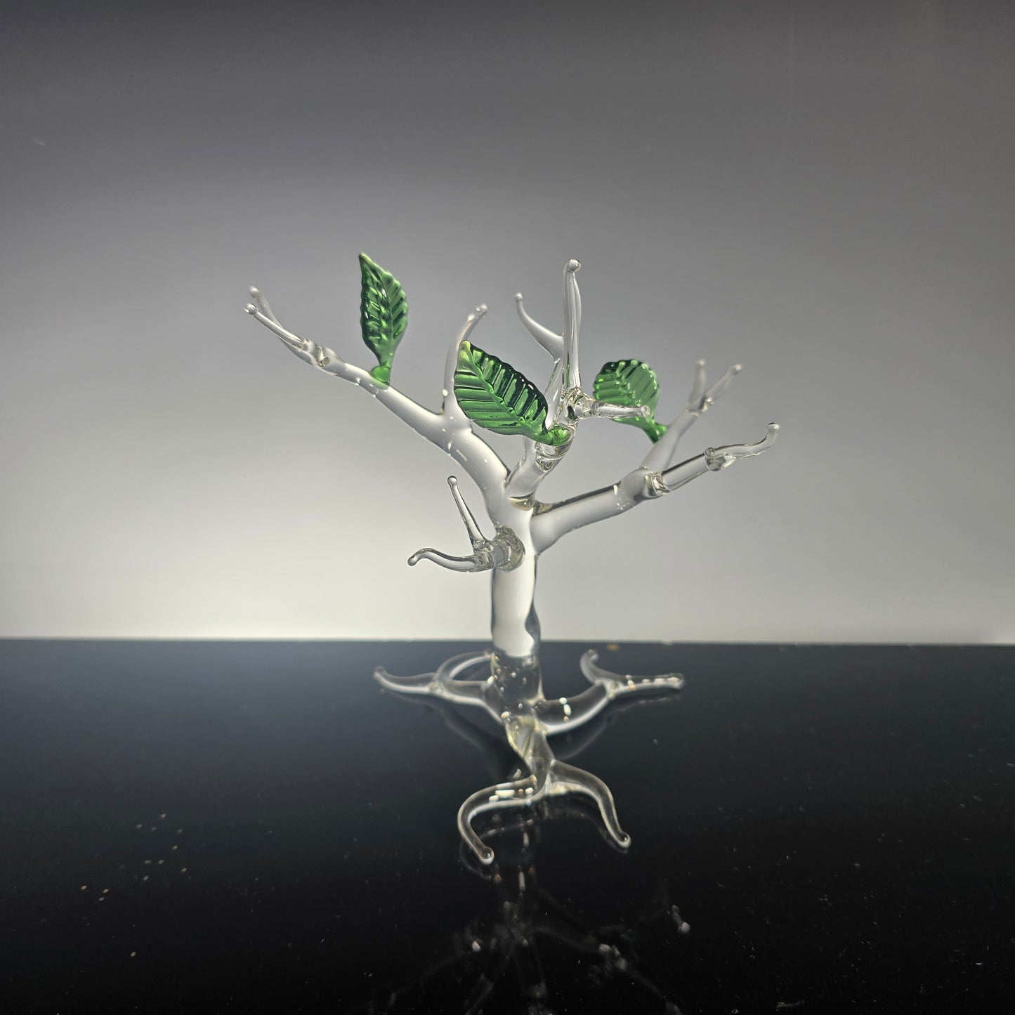 Hand Blown Glass Tree with Autumn Leaves – Unique Glass Art Sculpture
