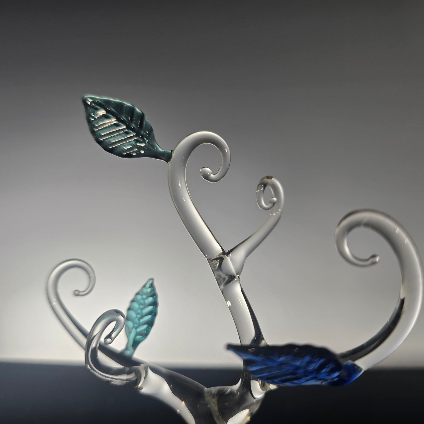 Hand Blown Glass Tree with Autumn Leaves – Unique Glass Art Sculpture