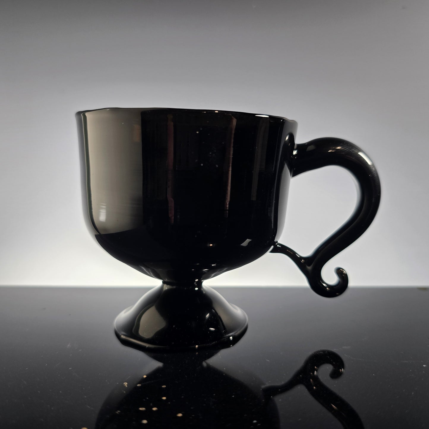 Opaque Black Glass Tea Cups and Mugs