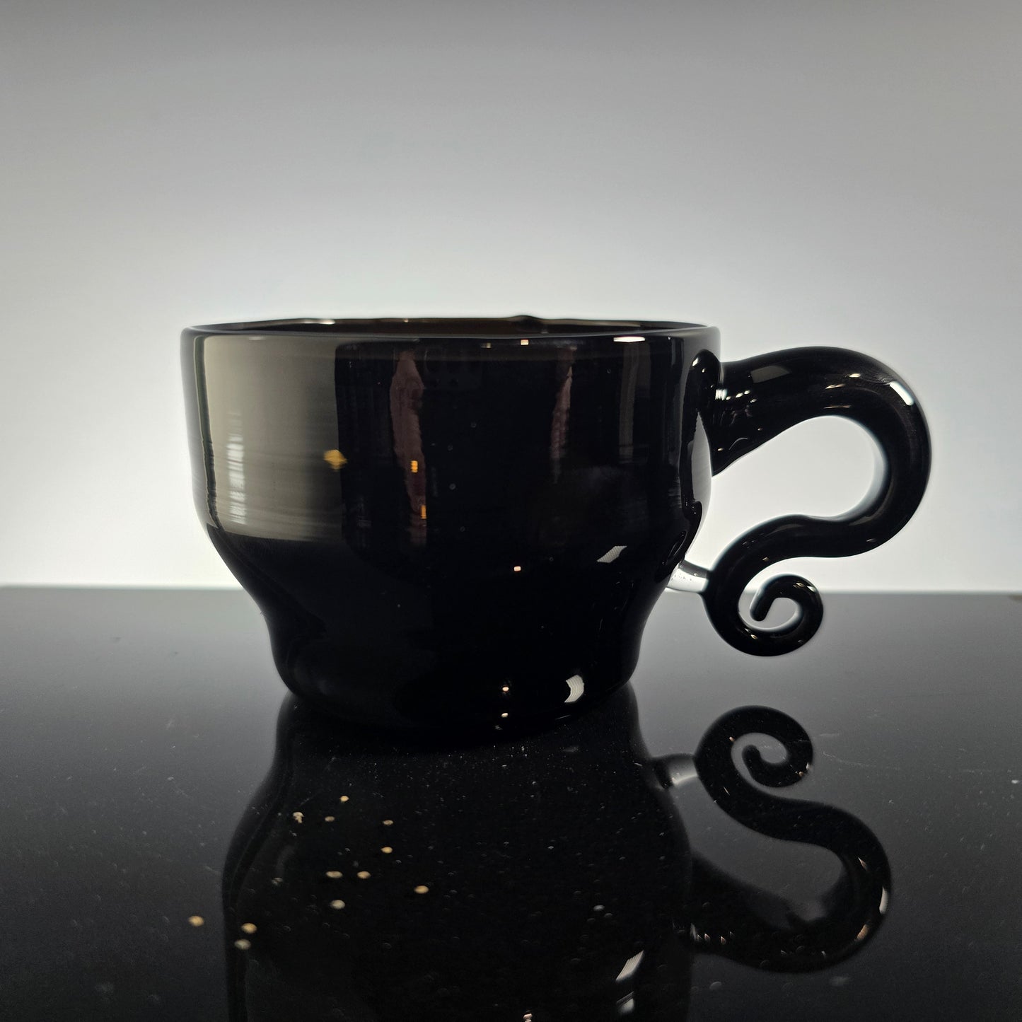 Opaque Black Glass Tea Cups and Mugs