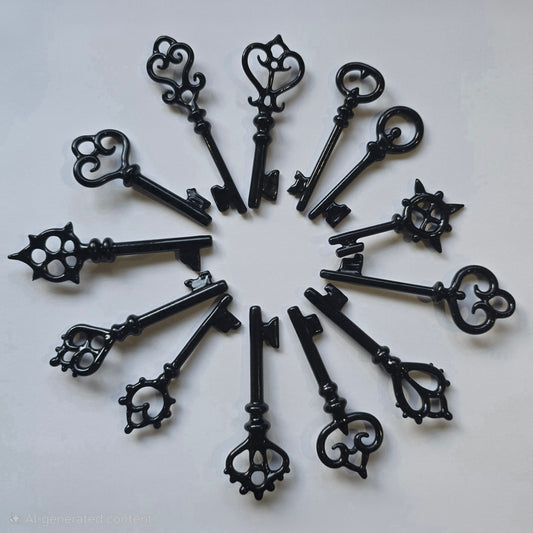 Skeleton Key Necklace, 2025 Black Glass Series