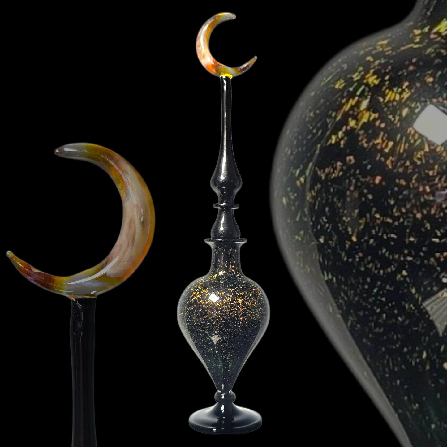 Dichroic Moon Perfume Potion Bottle, Gold