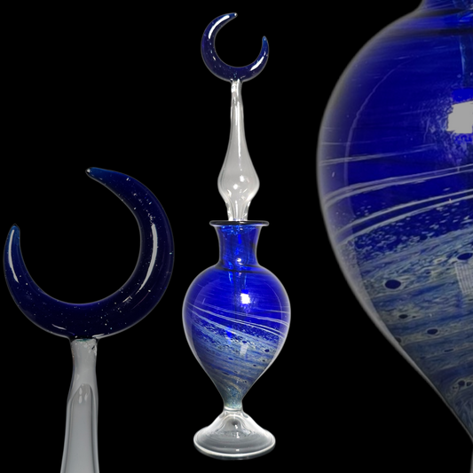 Cobalt and Clear Perfume Potion Bottle #0856