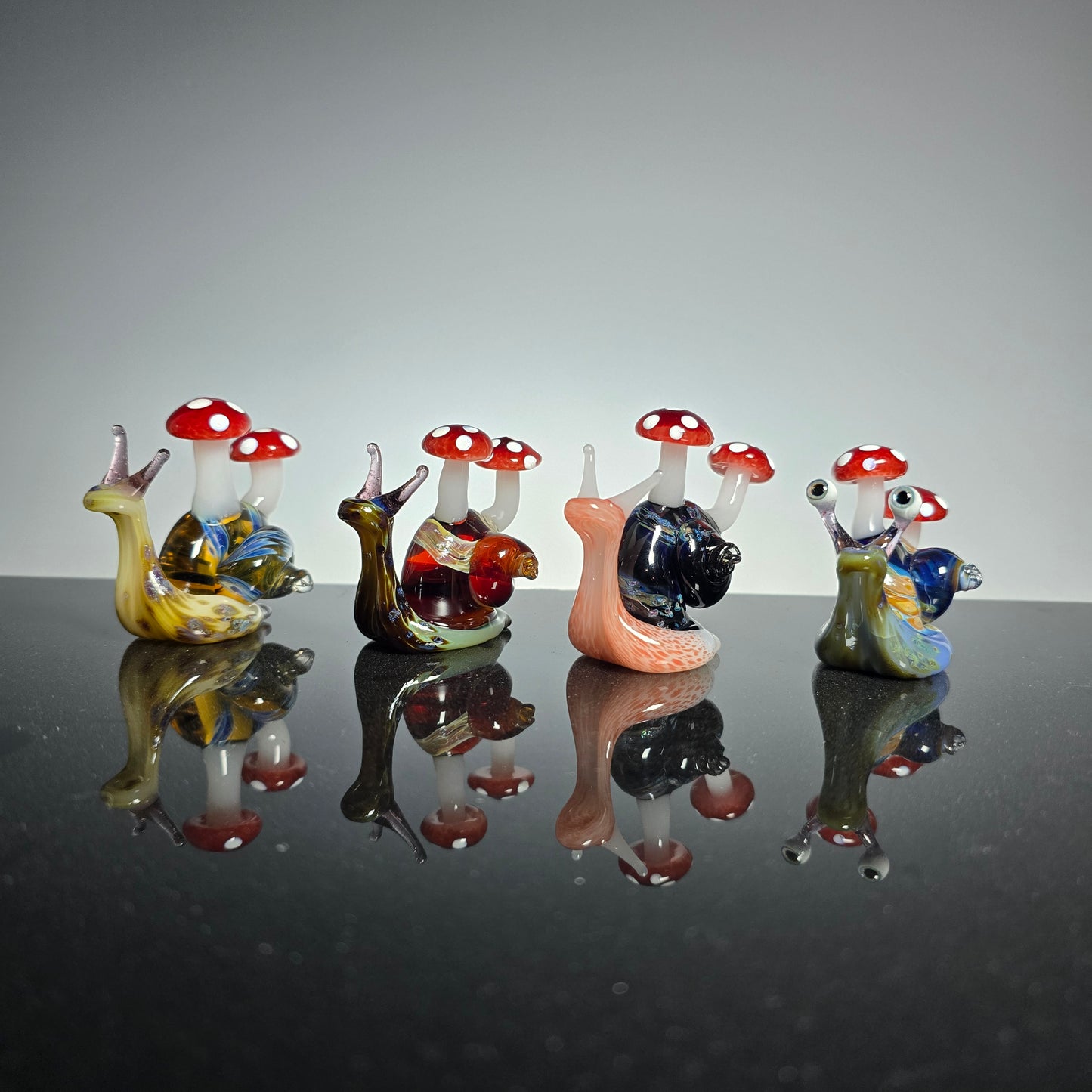 Snail Figurines with Mushrooms