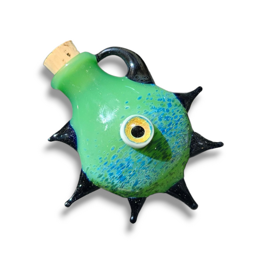 Eyeball Monster Potion Bottle Necklace, Purple and Green