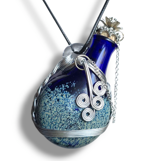 Potion Bottle Necklace with Deluxe Bottle Color, Wire wrapped and Ornate Closure