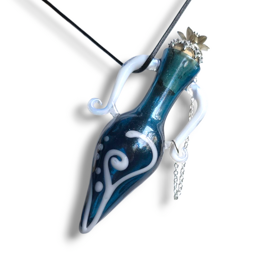 Potion Bottle Necklace with Deluxe Bottle Color, Wire wrapped and Ornate Closure