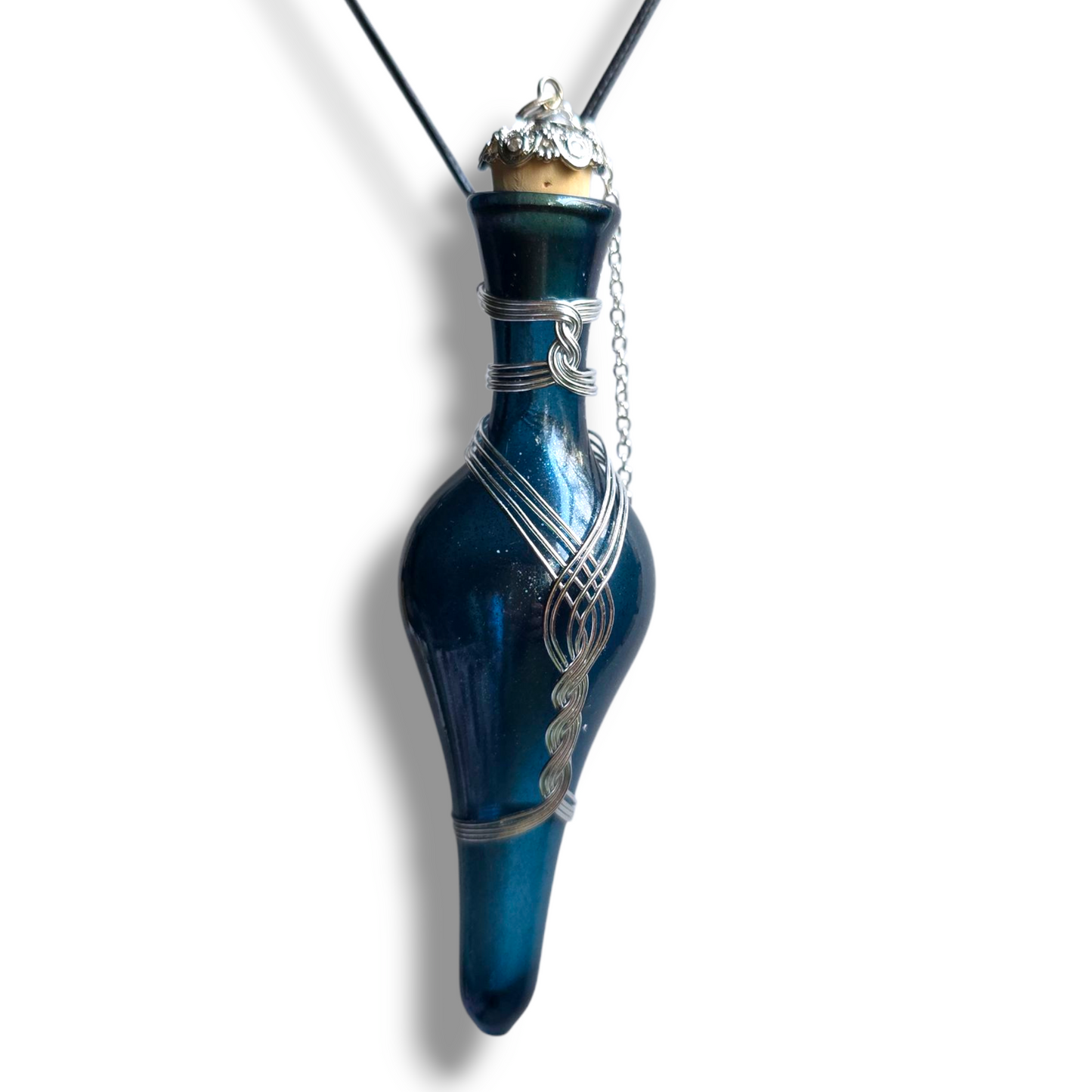 Potion Bottle Necklace with Deluxe Bottle Color, Wire wrapped and Ornate Closure