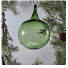 Hand Blown Glass Green Ornament Collection