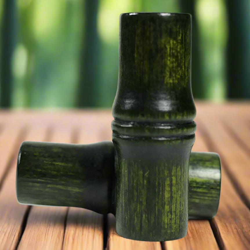2 pack Green Wood Dread Beads - Bamboo shaped - 7mm bead hole - Wooden Dread Beads, Natural dread beads, W37