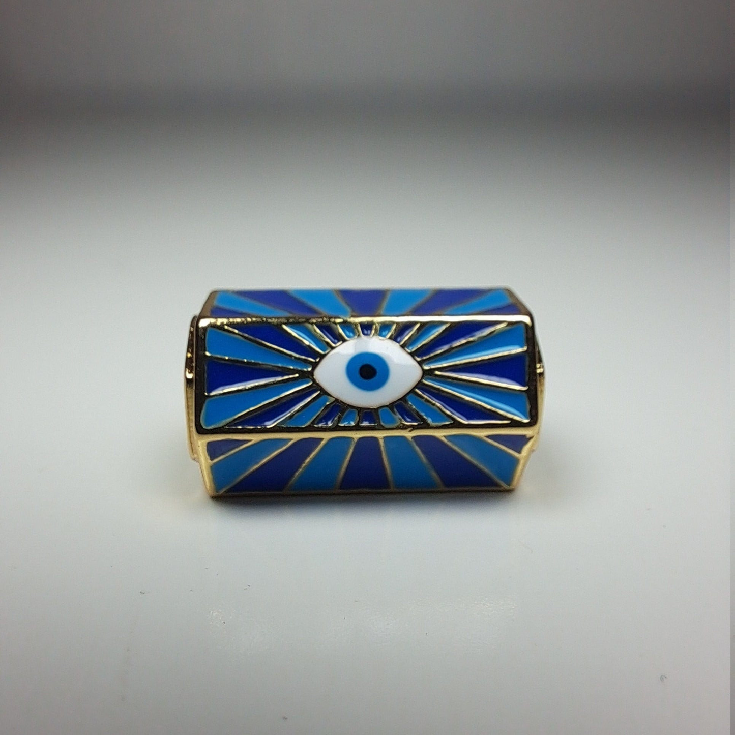 Evil Eye Dreadlock Bead BLUE // 7mm Beads Hole // Psychedelic Beads for Dreadlocks, Dread Beads, Hair Jewelry, metal dread bead