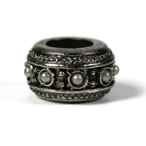 Dreadlock Bead - 6mm bead hole - Large Hole Beads for Jewelry, Flower dread bead, Hair, Braids, Dreadlocks, 4e008, metal dread bead