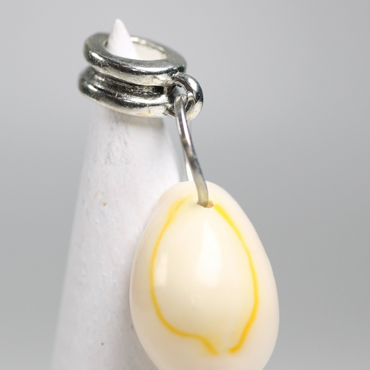 Yellow Cowrie Shell Dreadlock Bead - 5 mm bead hole - Dreadlock Accessories, Ocean Themed Dread Beads, Loc Beads, Stone Dread Beads