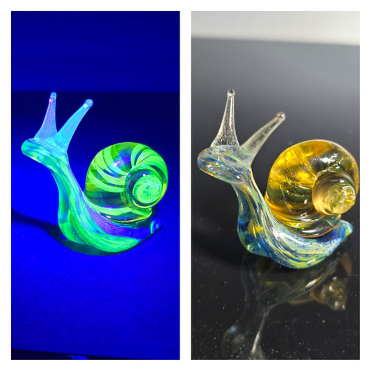 UV Glass Snail Figurine, Black Light Reflective