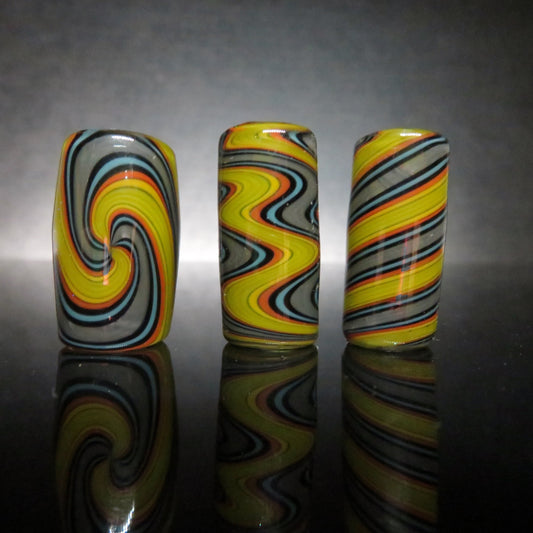 Bananarama Glass Dread Bead / CUSTOM Style and sizes Options / 4-16mm Bead Holes / Spiral - Wig wag - Twist / Made To Order