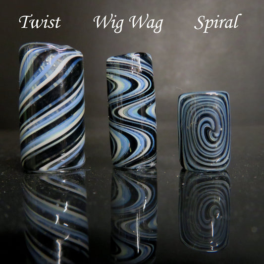 Blackberry Glass Dread Bead / CUSTOM Style and sizes Options / 4-16mm Bead Holes / Spiral - Wig wag - Twist / Made To Order
